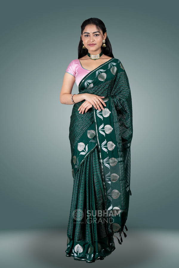 Green colour Banaras fancy saree