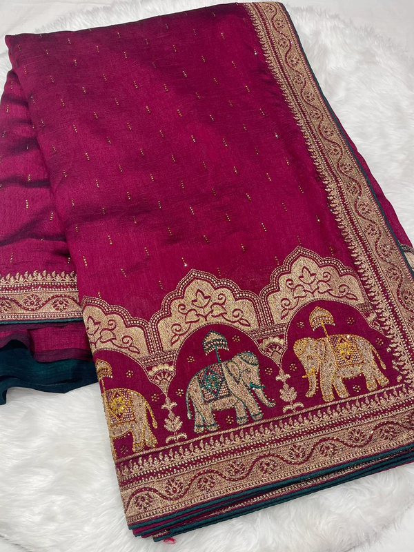 Maroon Silk Work Saree