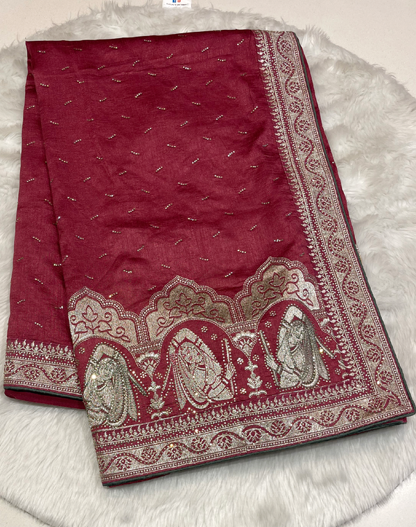 Maroon Silk Work Saree