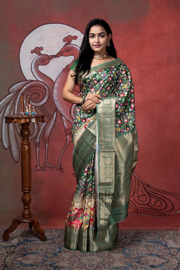 Kalamkari Printed Soft Linen Saree