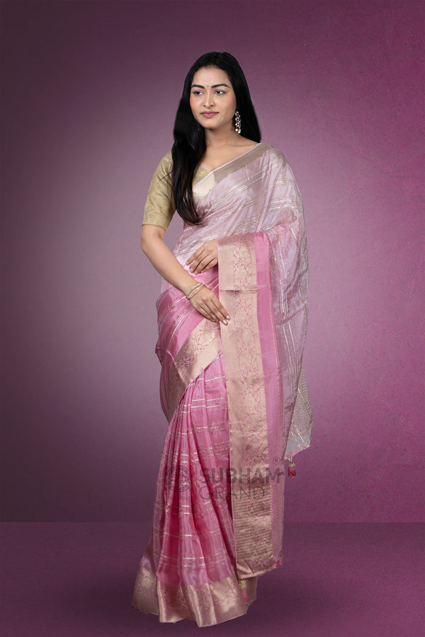 Pink colour shaded saree