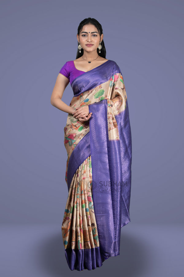 Soft silk floral print saree ( 50% Off )