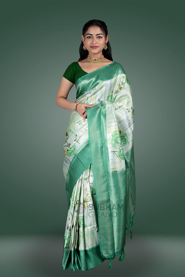 Banaras fancy floral print saree  ( 50% Off )