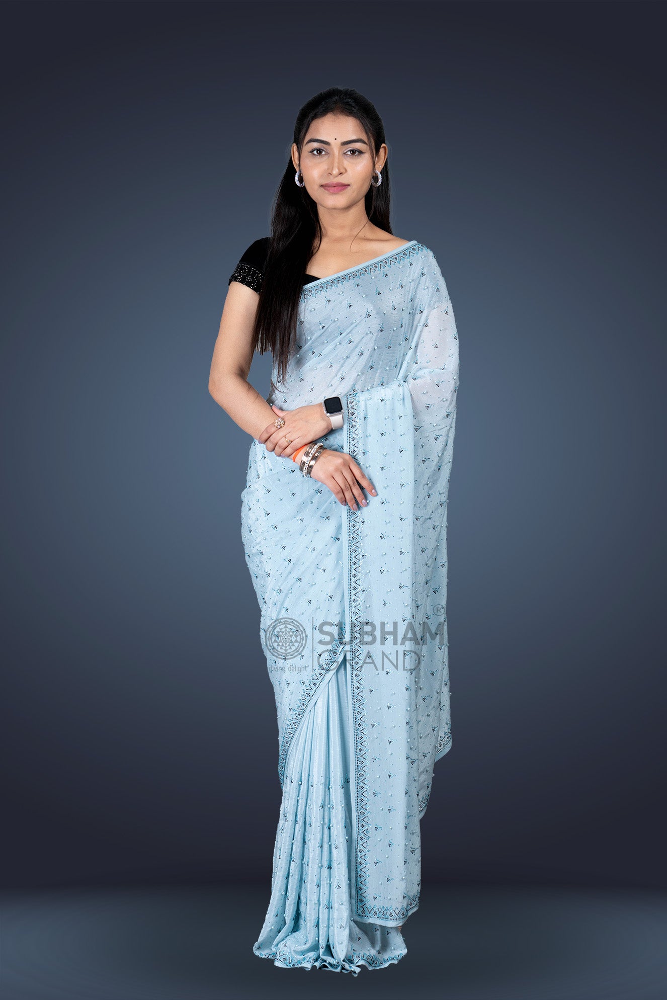 Buy Bollywood Kangana Ranautt Inspired Ice blue silk saree in UK, USA and  Canada