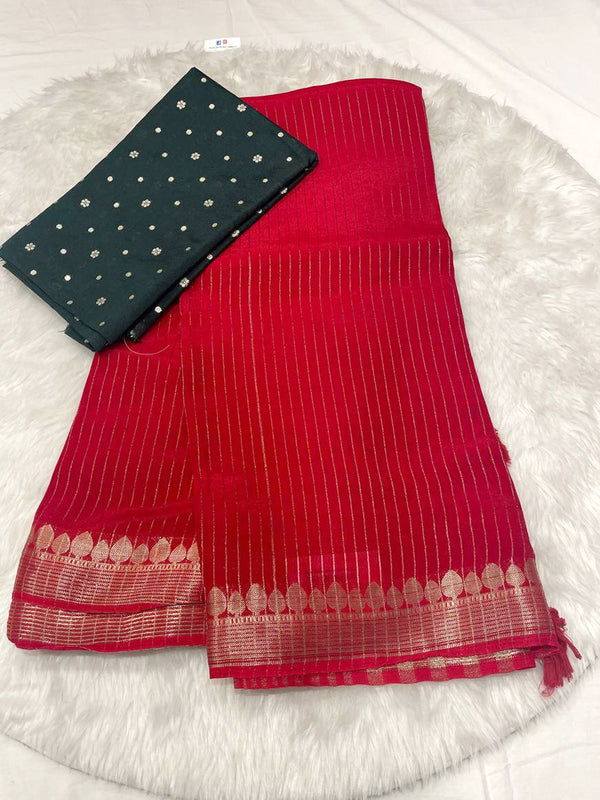 Chiniya Crape Gold Zari Saree
