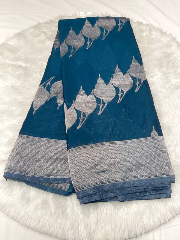 Silver Leaf Georgette Saree