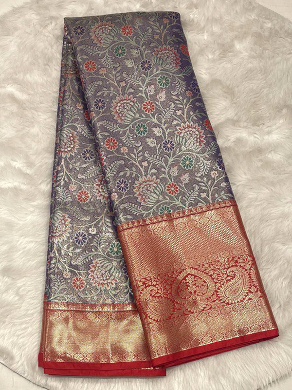 Exclusive Grey Tissue Kanjivaram Saree
