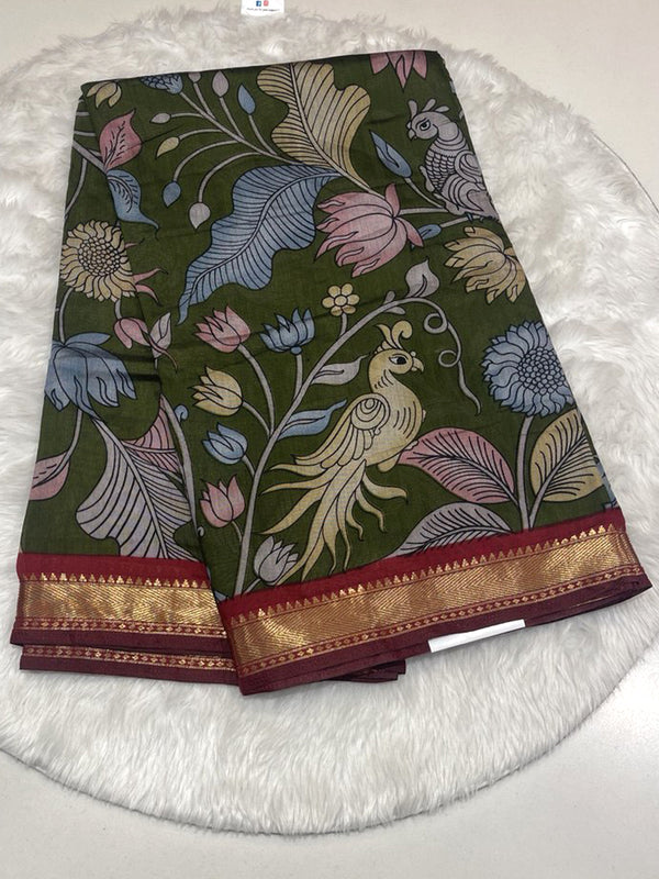 Malmal Cotton Kalamkari Print Saree