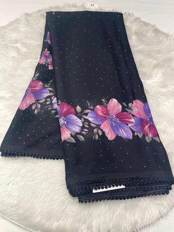 Russian Georgette Floral Saree