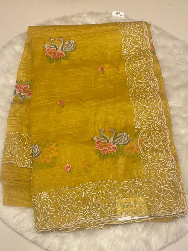 Ethereal Swan Thread Work Saree