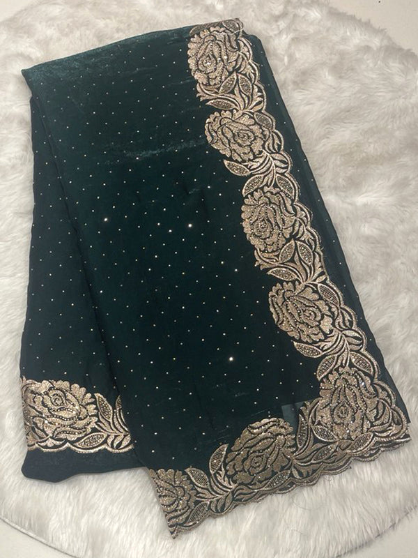 Deep Forest Green Space Silk Saree