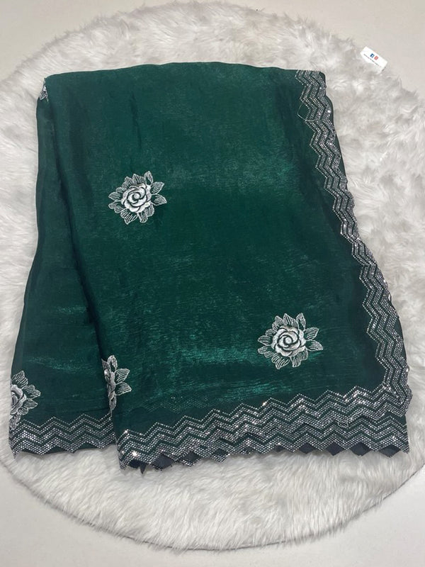 Deep Green Space Silk Saree