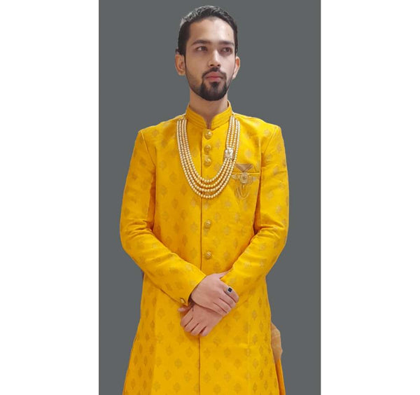 Yellow Color Traditional Sherwani Set