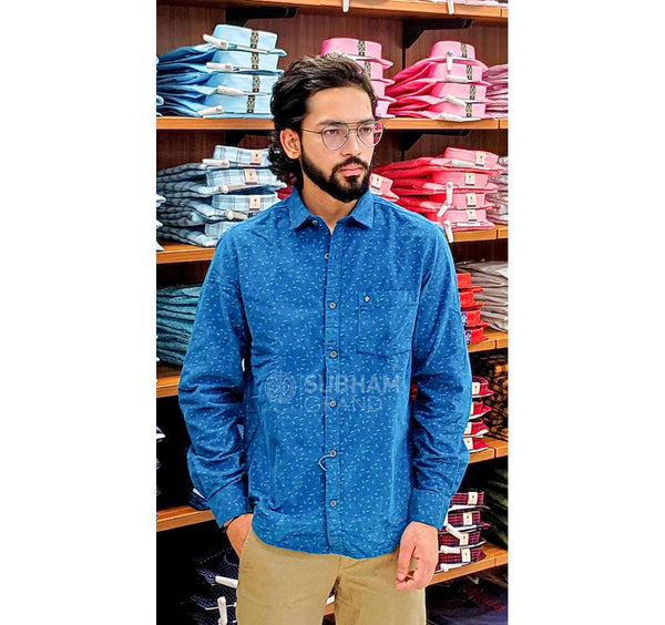 Turtle Blue Color Full Hands Casual Shirt